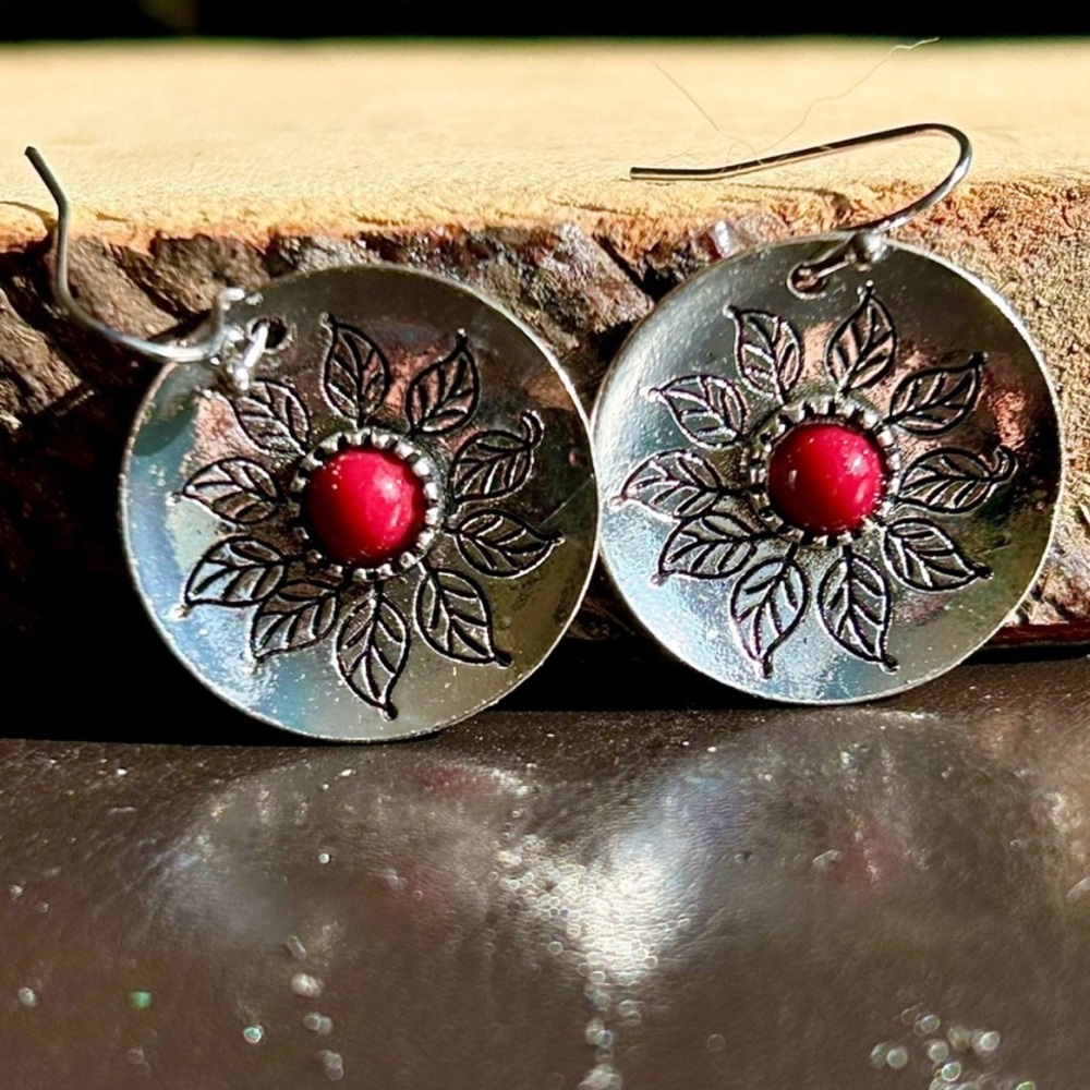 Bohemian Chic Sun Floral Leafy Cute Women's Circle Jewelry Earrings